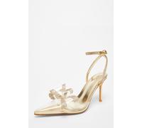 Quiz Gold Clear Diamante Bow Court Heels Gold 3