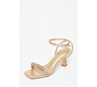Quiz Gold Diamante Bow Front Heels Gold 7