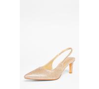 Quiz Gold Diamante Sling Back Heels Gold 6