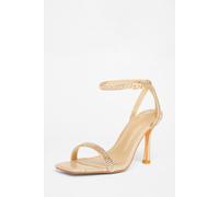 Quiz Gold Diamante Strap Heels Gold 7