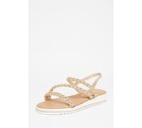Quiz Gold Wide Fit Diamante Flat Sandals Gold 4