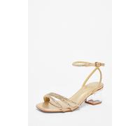 Quiz Gold Wide Fit Low Heeled Sandal Gold 3