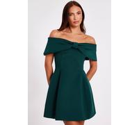 Quiz Green Bardot Bow Skater Dress Green 10