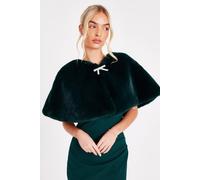 Quiz Women's Green Bow Detail Faux Fur Wrap Quiz Green One Size