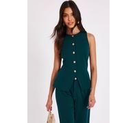 Quiz Green Button Front Waistcoat Green 18