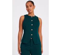 Quiz Green Petite Button Front Waistcoat Green 12