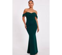 Quiz Green Petite Chiffon Bardot Maxi Dress Green 6