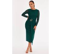 Quiz Green Petite Mesh Buckle Midaxi Dress Green 18