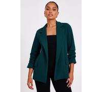 Quiz Green Petite Ruched Sleeve Blazer Green 6