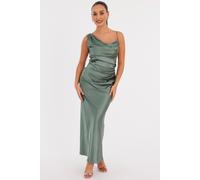 Quiz Green Petite Satin Cowl Neck Maxi Dress Green 12