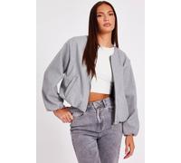 Quiz Women's Grey Bubble Hem Bomber Jacket | Size: XS Quiz Grey XS