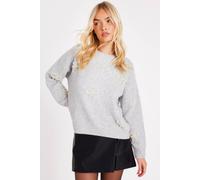 Quiz Grey Pearl Bow Jumper Grey S