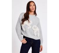 Quiz Grey Ruffle Bow Jumper Grey S