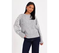 Quiz Women's Grey Sequin Detail Jumper | Size: Large Quiz Grey L