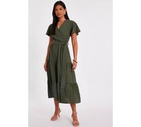 Quiz Khaki Dobby Tie Waist Midi Dress Khaki 16
