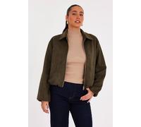 Quiz Women's Khaki Faux Suede Bomber Jacket | Size: 8 Quiz Khaki 8