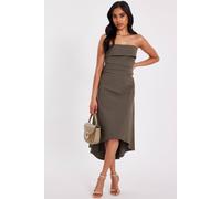 Quiz Khaki Petite Bandeau Midi Dress Khaki 10