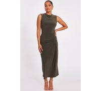 Quiz Khaki Petite Ruched Bodycon Midaxi Dress Khaki 8