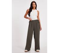 Quiz Khaki Tie Waist Palazzo Trousers Khaki 20