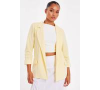 Quiz Women's Lemon Petite Ruched Sleeve Blazer | Size: 10 Quiz Lemon 10