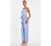 Quiz Light Blue Embroidered Trousers Light Blue 8