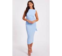 Quiz Light Blue Petite Bow Back Midaxi Dress Light Blue 14
