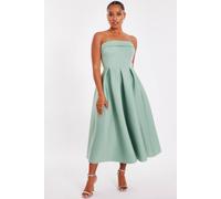 Quiz Light Green Petite Bandeau Skater Dress In Pale Green Pale Green 10