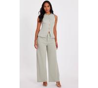 Quiz Women's Light Green Wide Leg Trousers in Pale Green | Size: 8 Quiz Pale Green 8