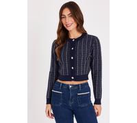 Quiz Women's Navy Boucle Cropped Cardigan | Size: Large Quiz Navy L