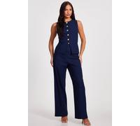 Quiz Navy Pinstripe Wide Leg Trousers Navy 12
