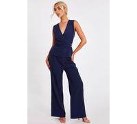 Quiz Navy Pinstripe Wide Leg Trousers Navy 18