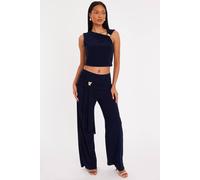 Quiz Women's Navy Sash Detail Wide Leg Trousers | Size: 10 Quiz Navy 10