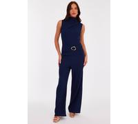 Quiz Navy Textured Wide Leg Trousers Navy 8