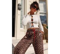 Quiz Off White Bow Front Cropped Jumper In Cream Cream M