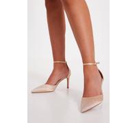 Quiz Off White Diamante Satin Court Heels Off White 7