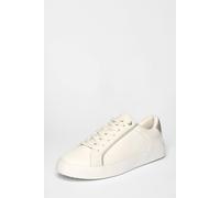 Quiz Off White Faux Leather Glitter Trainers In Cream Cream 3