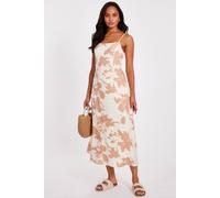 Quiz Off White Floral Print Midi Dress In Cream Cream 10