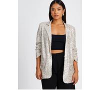 Quiz Off White Petite Sequin Ruched Blazer Off White 12