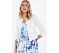 Quiz Women's Off White Split Sleeve Crop Jacket in Cream | Size: 20 Quiz Cream 20
