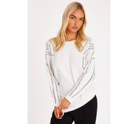 Quiz Off White Stud Sleeve Batwing Jumper In Cream Cream L