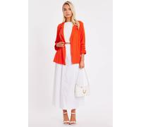 Quiz Women's Orange Textured Ruched Sleeve Blazer | Size: 8 Quiz Orange 8