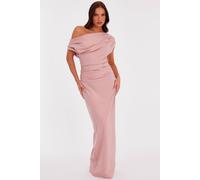 Quiz Women's Pale Pink Asymmetric Ruched Maxi Dress | Size: 8 Quiz Pale Pink 8
