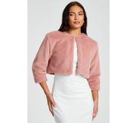 Quiz Pale Pink Faux Fur Crop Sleeve Cape Pale Pink S