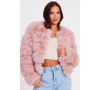 Quiz Women's Pale Pink Faux Fur Jacket | Size: 8 Quiz Pale Pink 8