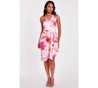 Quiz Pale Pink Petite Floral Print Midi Dress Pale Pink 10