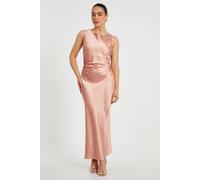 Quiz Pale Pink Petite Satin Ruched Midaxi Dress Pale Pink 10