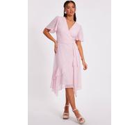 Quiz Pale Pink Petite Textured Chiffon Midi Dress Pale Pink 16