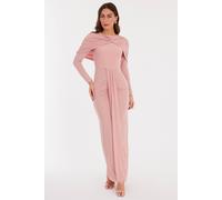 Quiz Pale Pink Ruched Cape Midaxi Dress Pale Pink 8