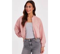 Quiz Women's Pink Faux Suede Bomber Jacket | Size: Medium Quiz Pink M