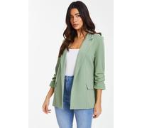 Quiz Pink Ruched Sleeve Blazer In Green Green 6